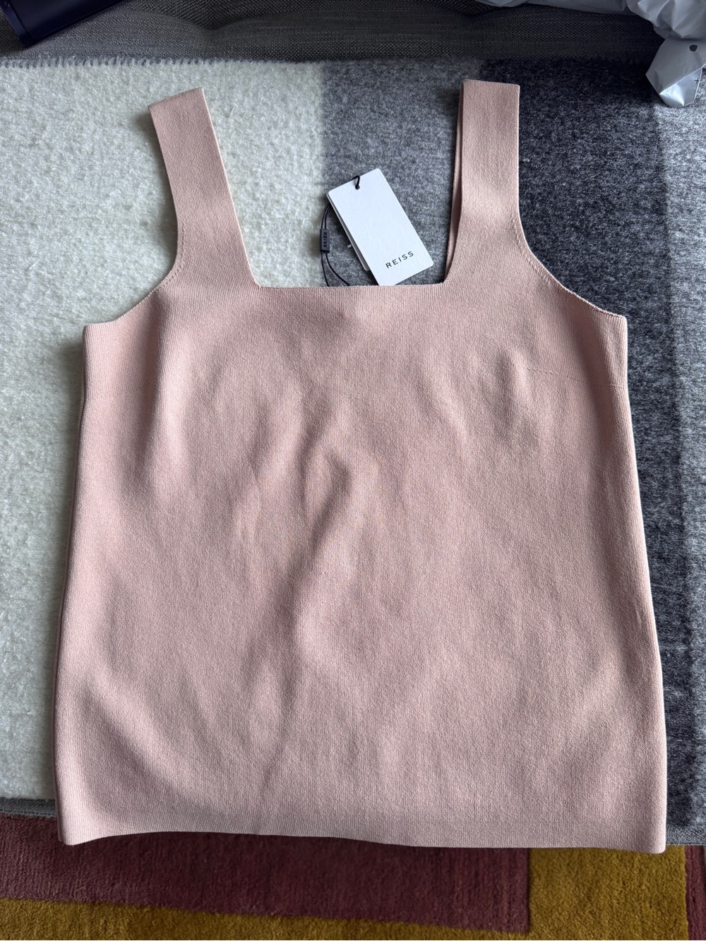 Reiss Devon Square Neck Top Pink NWT